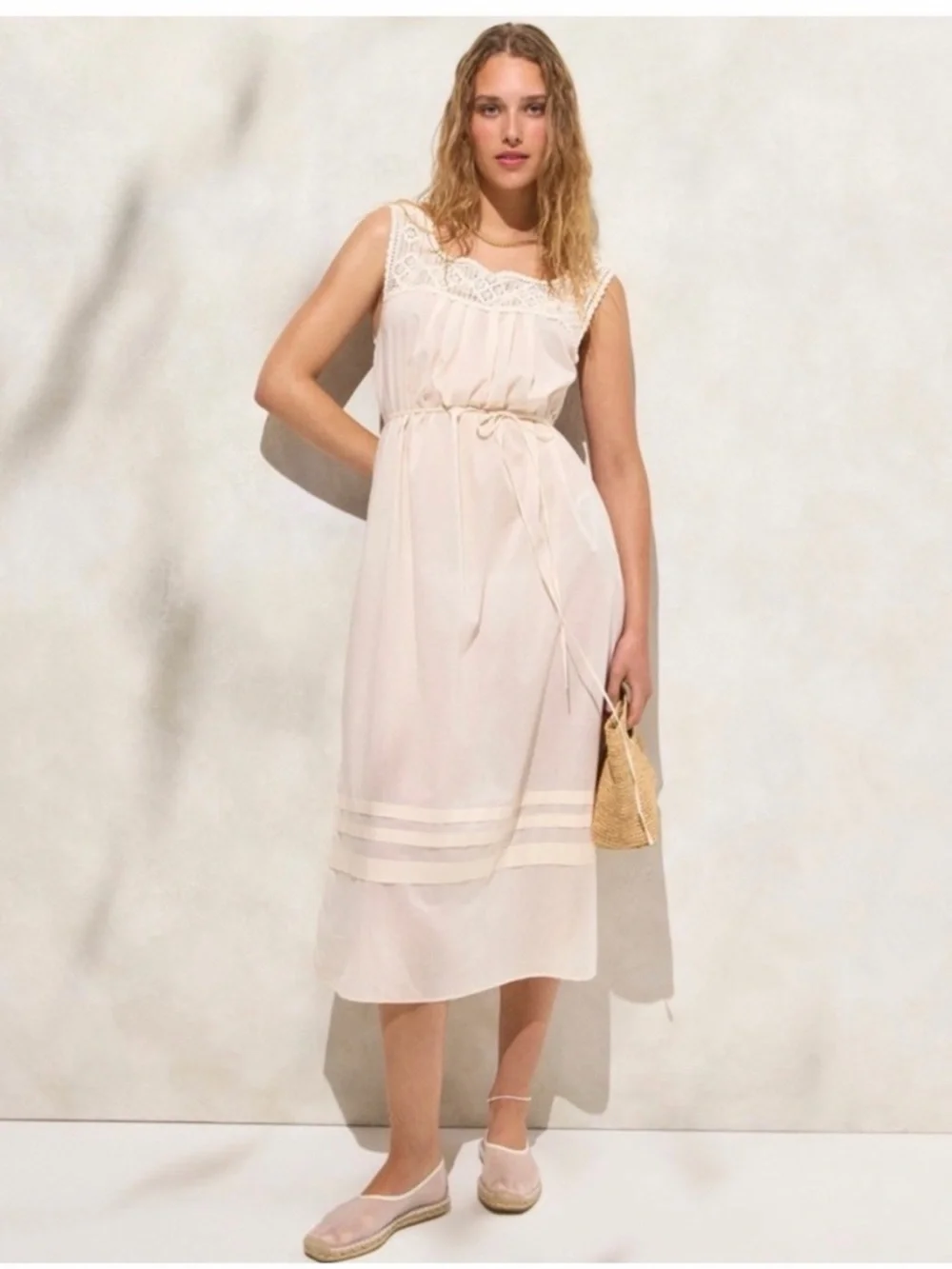 J. Crew White Crochet Yoke Cotton dress or coverup